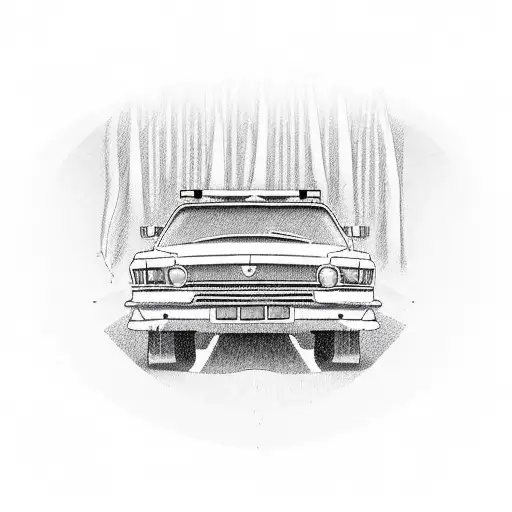 A Road Trip Scene With A Classic Car Driving Through Various Music Genres