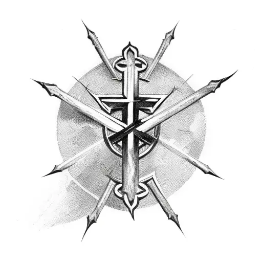 Christian Cross With Thorns Wrapped Around