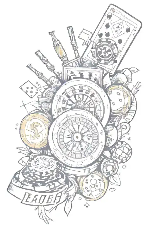 Gambling Themed Tattoo Featuring Quotes