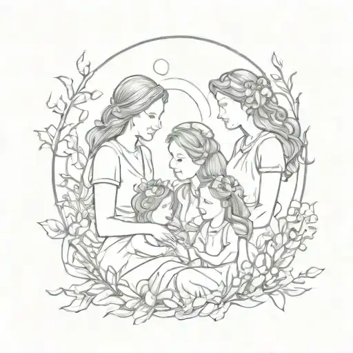 A Tattoo For A Mother And Two Daughters In Nature Inspired Theme