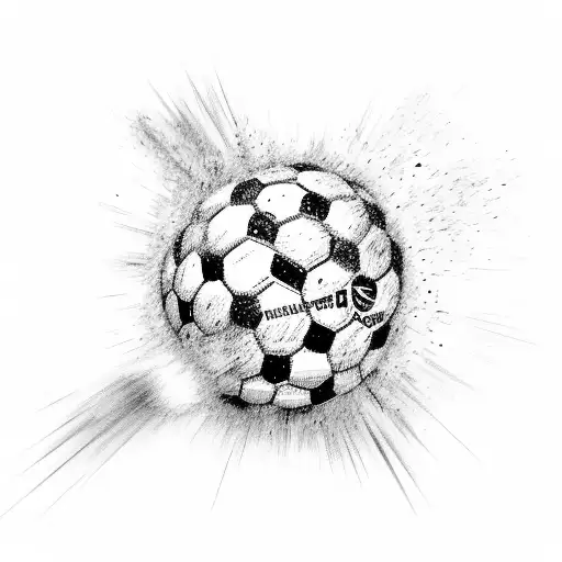 A Sketch Of A Soccer Ball Exploding Into A Burst Of Energy