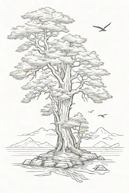 Redwood Tree And Ocean And Road