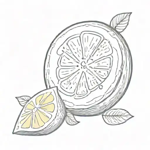 A Small Line Drawing Of A Black Rainbow Mirrored With The Outline Of A Lemon Wedge