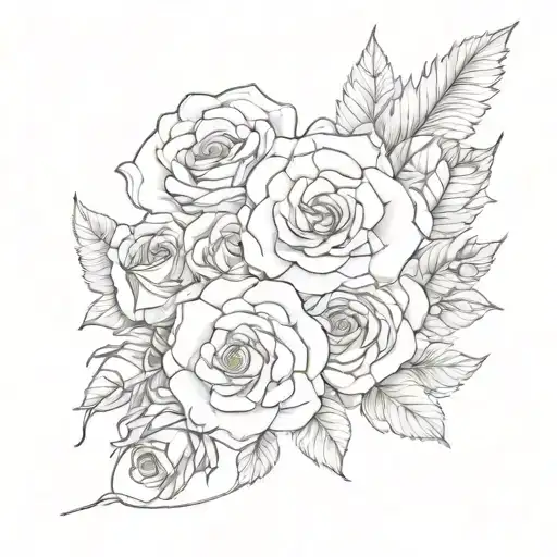 Left Angel Wing With Roses And Marigold Flowers Beneath