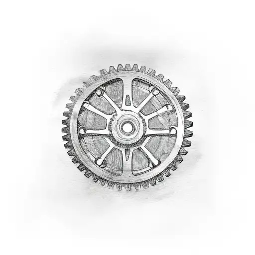 Car Silhouette With Gears Inside