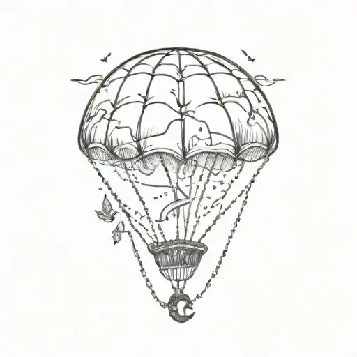 Parachute In Shape Of A Brain With Anchor Hanging