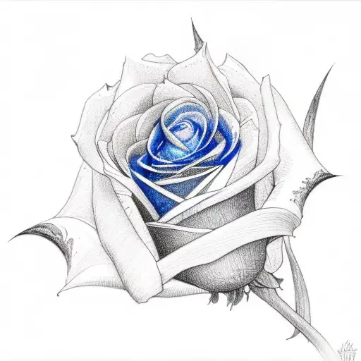 Blue Rose With Black Stem