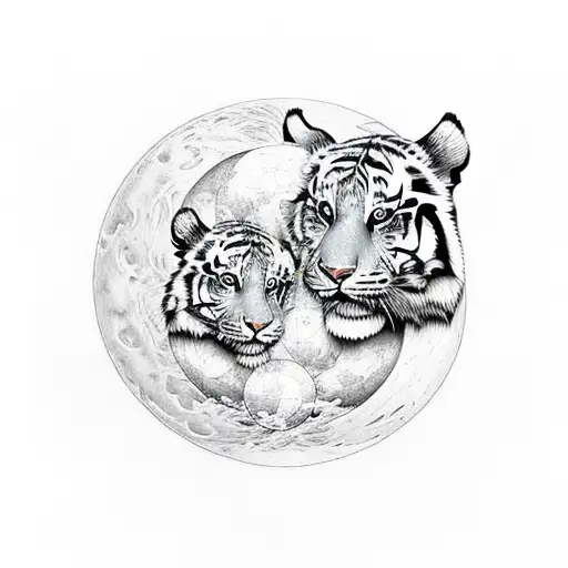 Tigers With Sun And Moon
