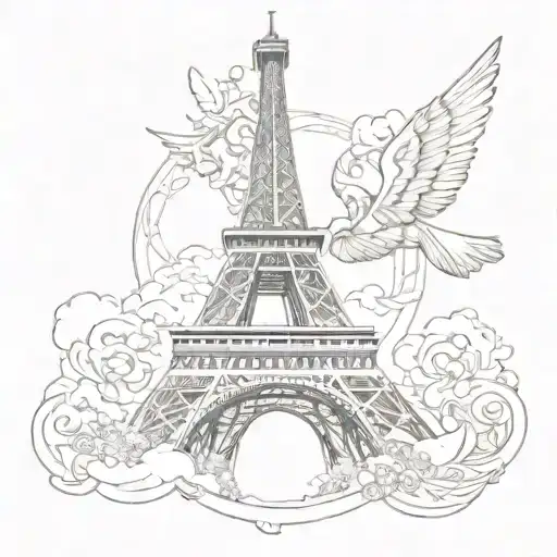 Eiffel Tower With Angel Wings
