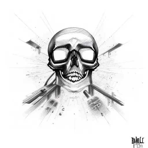 Binary Code Infused Punk Skull