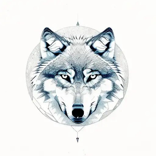 Wolf In Front Of River Looking At Moon