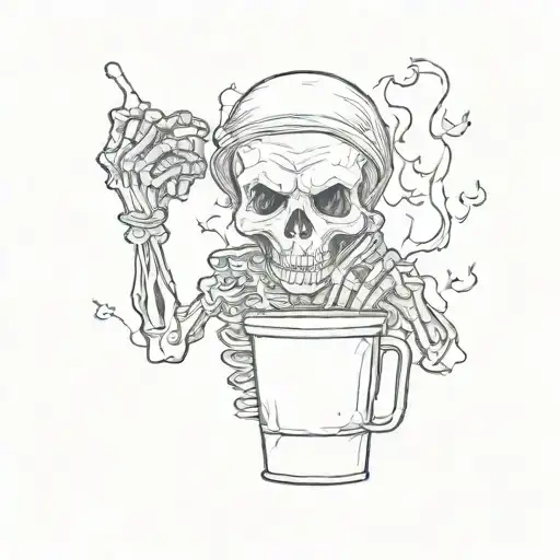 Skeleton Holding A Plastic Cup