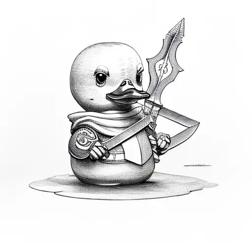 Yellow Rubber Duck Holding A Sword