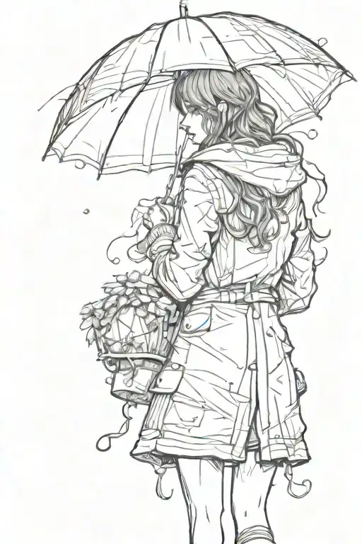 Goth Girl Holding Umbrella Walking Away
