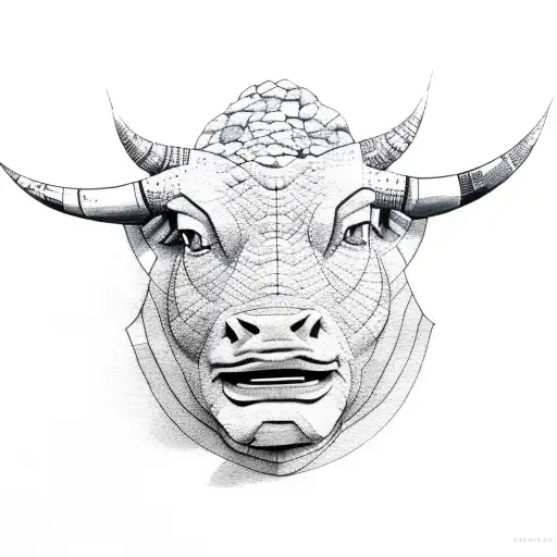 The Rock's Bull Head Mixed With Scales Of Justice