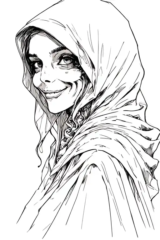 Female Grim Reaper Looking Over Her Shoulder Smiling