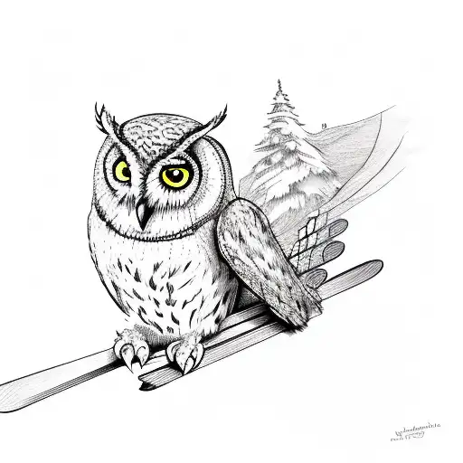Owl Carrying Skis