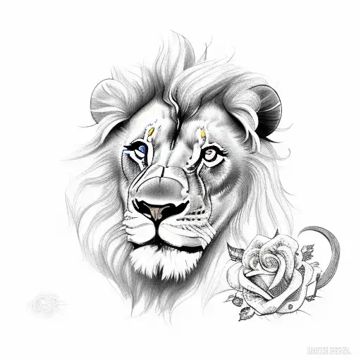 Lionnes And Make Lion With Rose And Hourglass