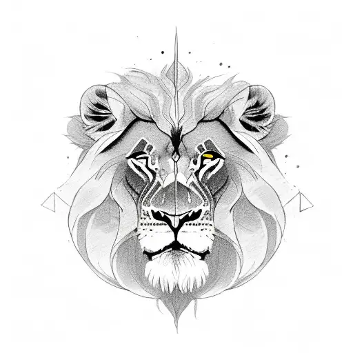 Lionnes And Male Lion With Rose And Hourglass