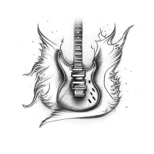 Electric Guitar With Flame