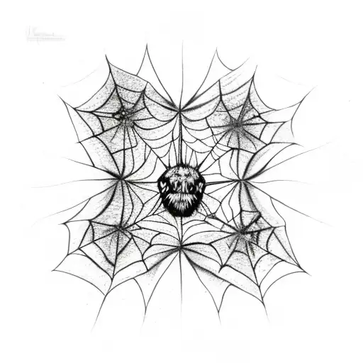 Spider Webs And Spider With Flowers