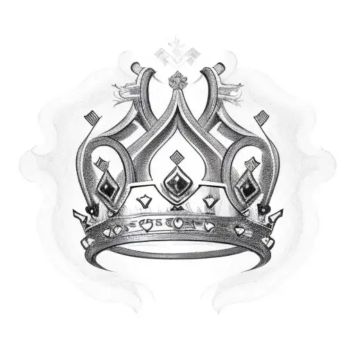 Crown With Heart On Top And Bow In The Front