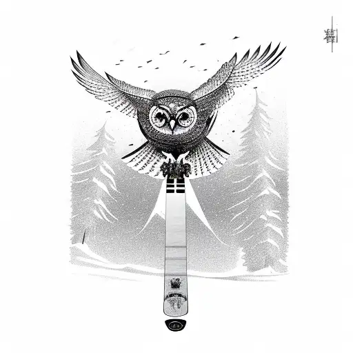 Flying Owl With Skis
