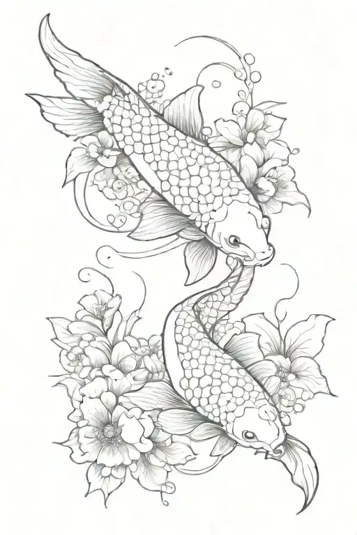 Flowers Koi Fish Butter Fly