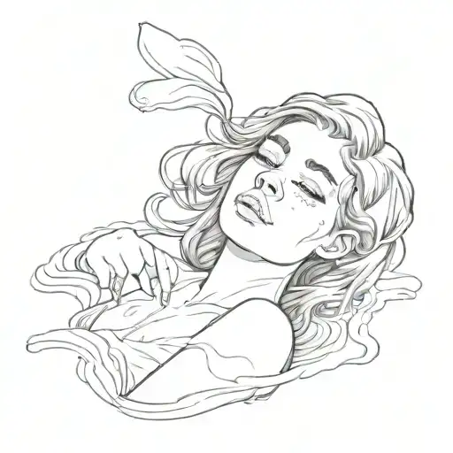 Girl Laying In Water Face Up