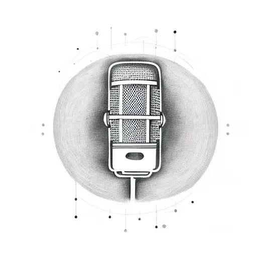 A Sketch-style Tattoo Of A Microphone With Sound Waves Forming The Shape Of A Guitar