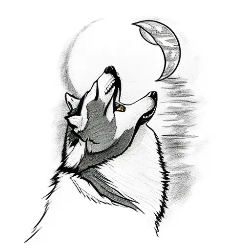 A Husky Howling At The Moon With A Canadian Flag Backdrop