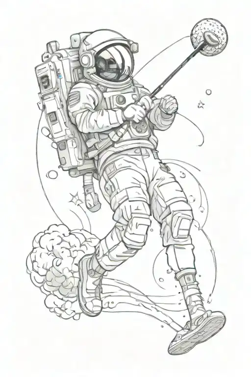 Astronaut Swinging A Golf Club
