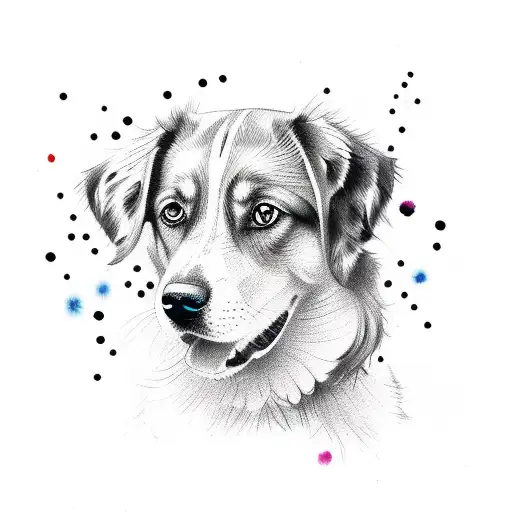Dog With Watercolor Dots