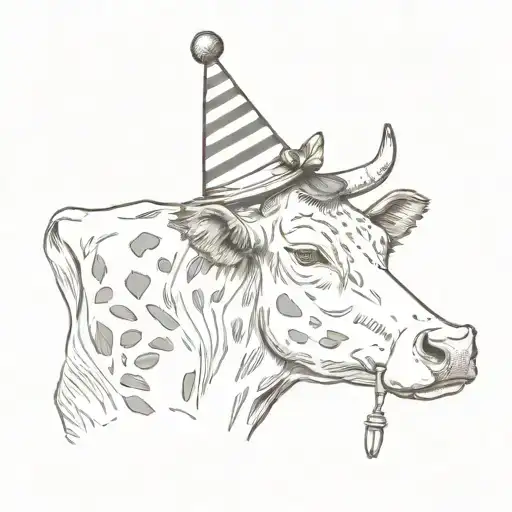Holstein Cow With Party Hat And Kazoo