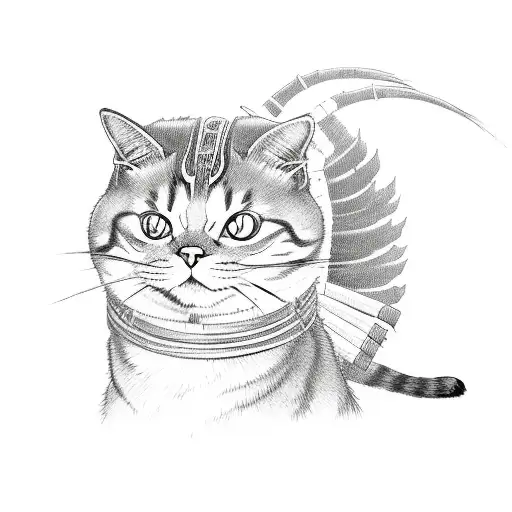 A Samurai Cat With 2 Catanas