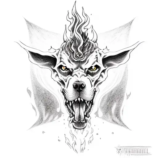 Satanic Hell Hound With Fire