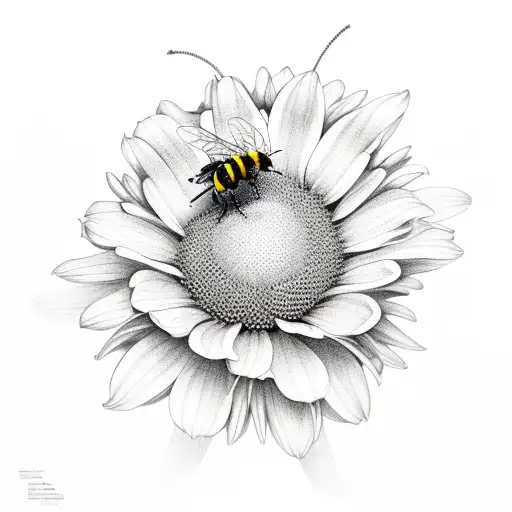 Echinea Flower With A Bee In The Center