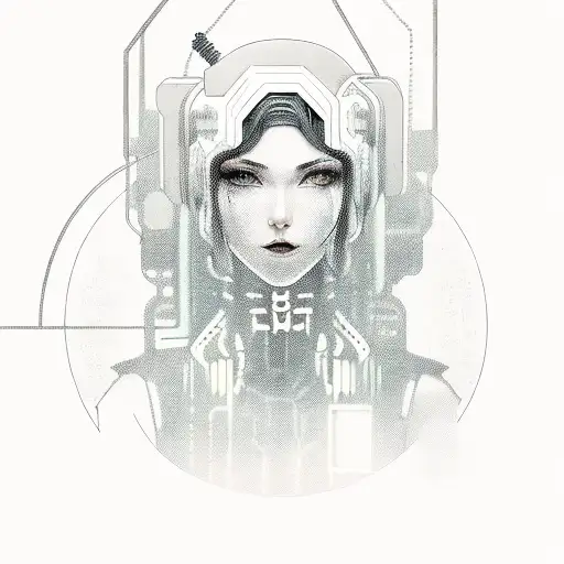 Cyberpunk Rebecca With Schema On Background