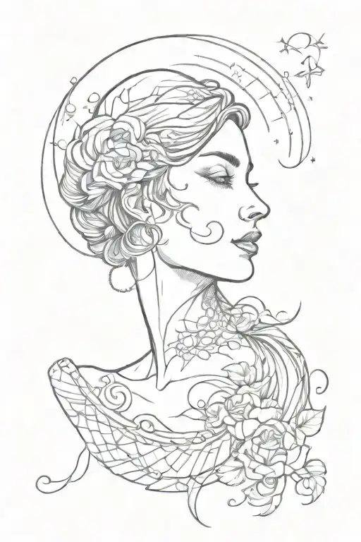 Crescent Moon With Face Profile Holding