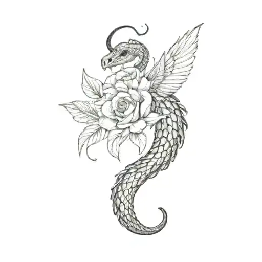 A Snake With Wings And A Flower