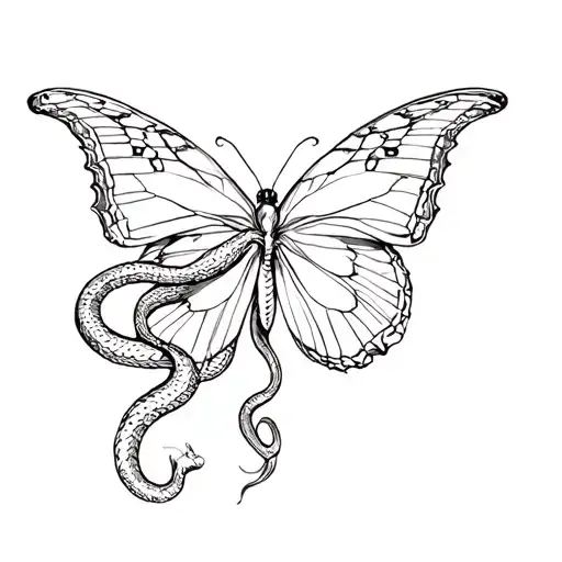 Butterfly With A Snake Going Through It