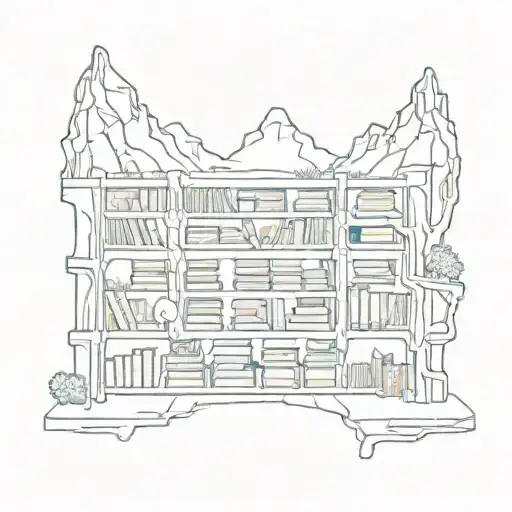 An Intricate Design Of A Bookshelf Filled With Books That Transform Into A Mountain Range