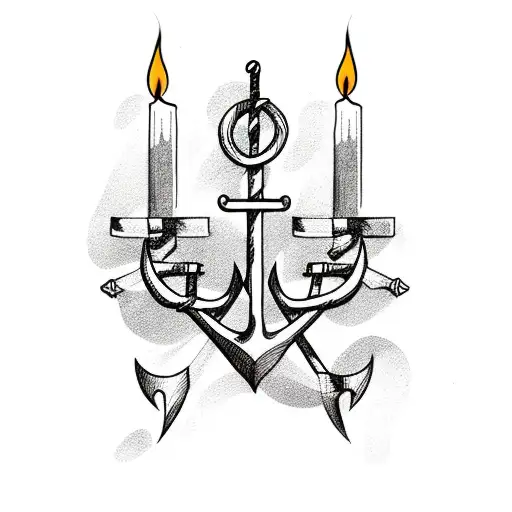 Anchor With Candles Burning On Both End