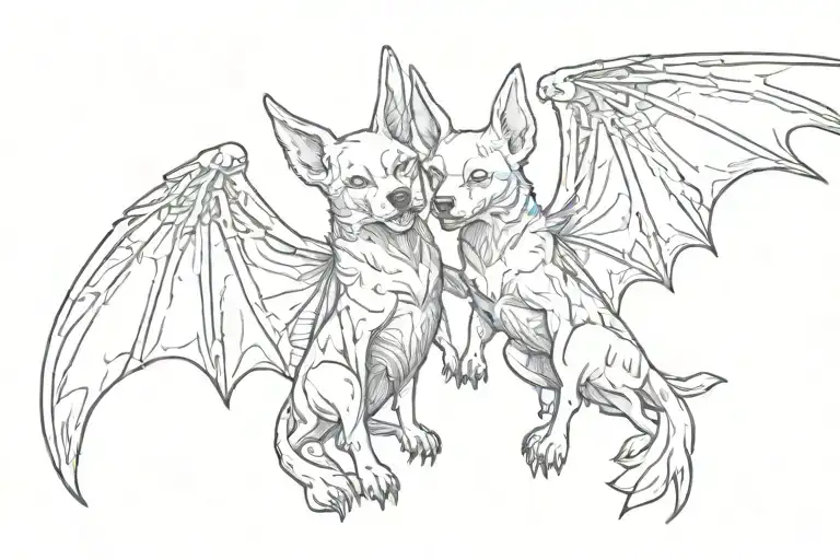 Two Headed Dog With Bat Wings