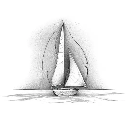 A Boat With A-shaped Sails And A Hanging Anchor