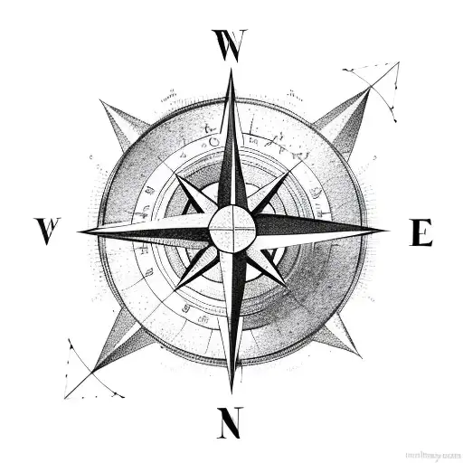 Compass With Mountains And Sky