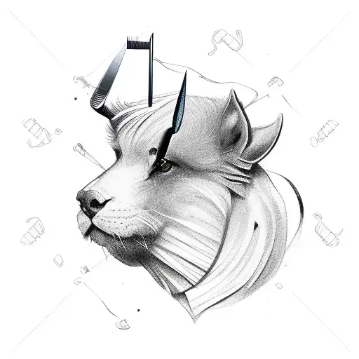 Barber Tools Forming An Animal Silhouette
