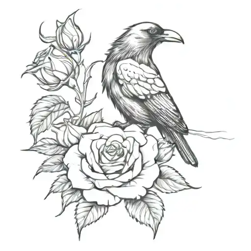 Crow Dropping A Rose