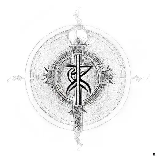 Stomach Black All Religion Symbols In One With Cross As Main One