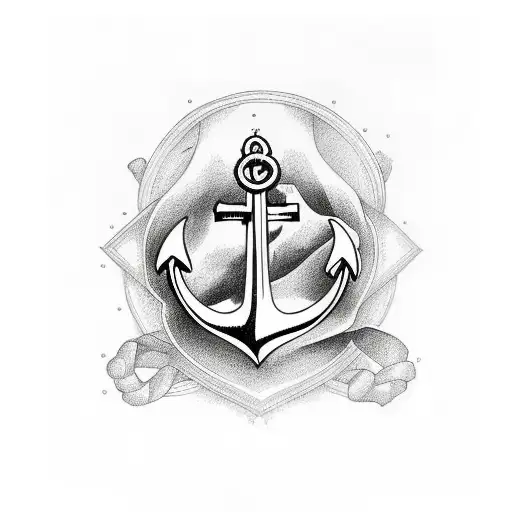 Anchor Cross With A Purple Iris Beside It